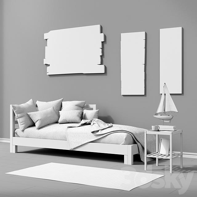 Bed daybed IKEA TARVA set 1 3DS Max Model - thumbnail 3