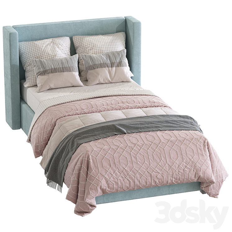 Bed Elliot Shelter Upholstered Headboard 2 3DS Max Model - thumbnail 2