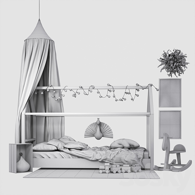 Bed frame house 3DSMax File - thumbnail 3