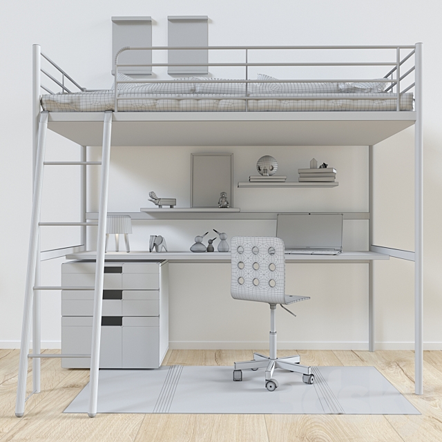 Bed IKEA SVERTA loft 3DSMax File - thumbnail 3