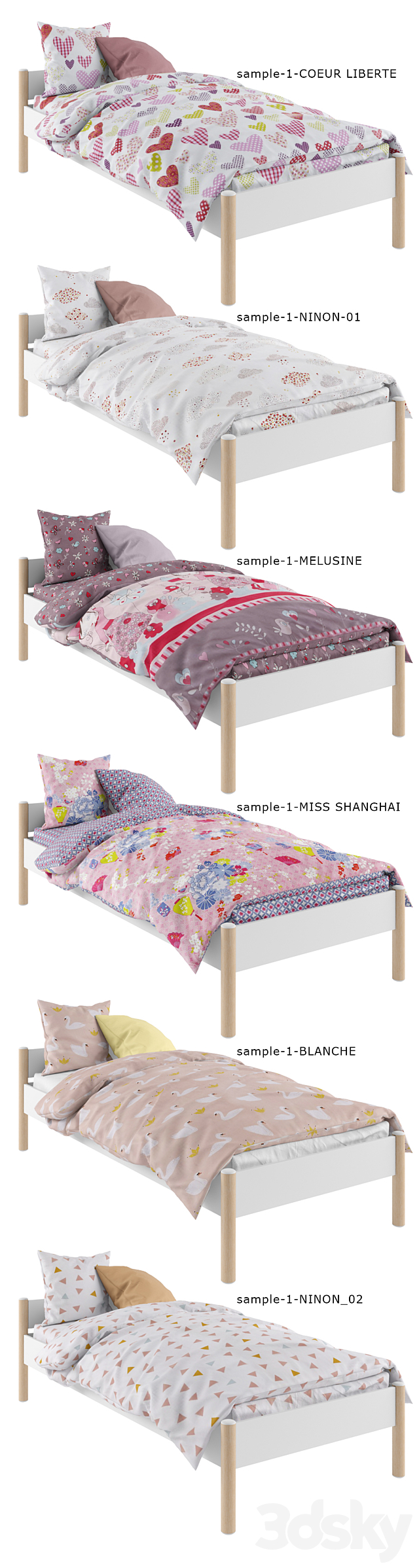 Bed linen for the girl 01 3DS Max Model - thumbnail 2