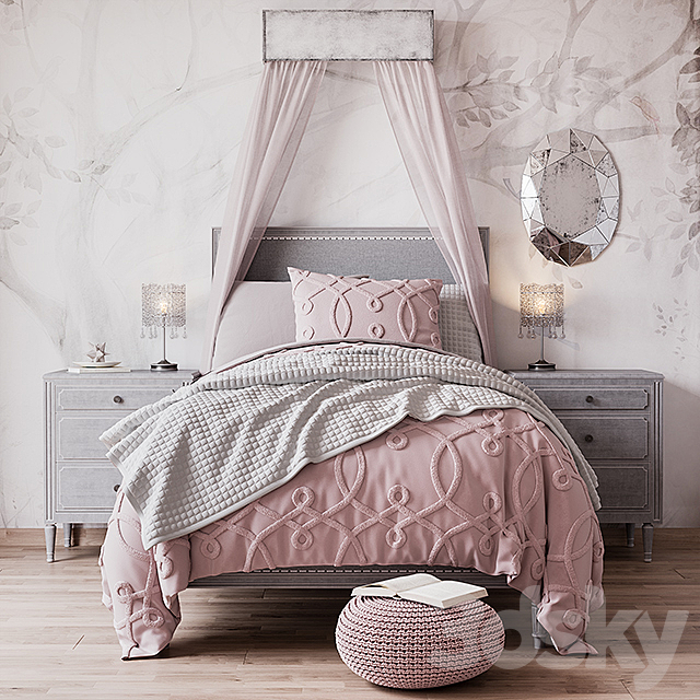 Bed MARCELLE UPHOLSTERED BED from Restoration Hardware Baby & Child 3DSMax File - thumbnail 1