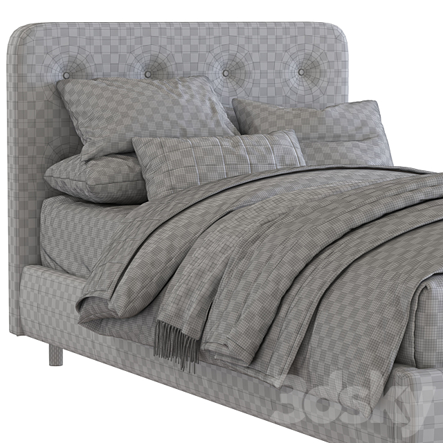 Bed Miller Tufted Upholstered Bed 2 3DSMax File - thumbnail 5