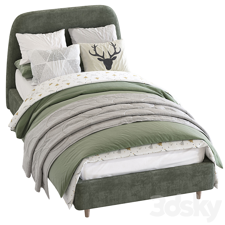 Bed Oatmeal Raelynn Upholstered Bed 217 3DS Max Model - thumbnail 2