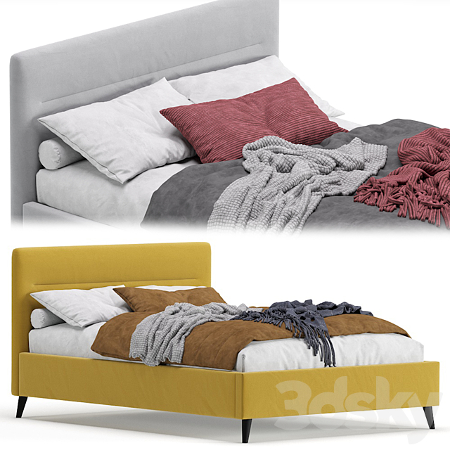 Bed Pyle 140 Velvet Yellow By Divan.ru_ Bed Pyle 140 Velvet Yellow 3ds Max - thumbnail 1