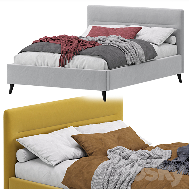 Bed Pyle 140 Velvet Yellow By Divan.ru_ Bed Pyle 140 Velvet Yellow 3ds Max - thumbnail 2