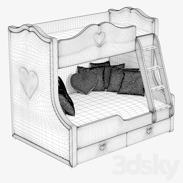 Bed SWEET HEART_ Iriska 3DS Max Model - thumbnail 3