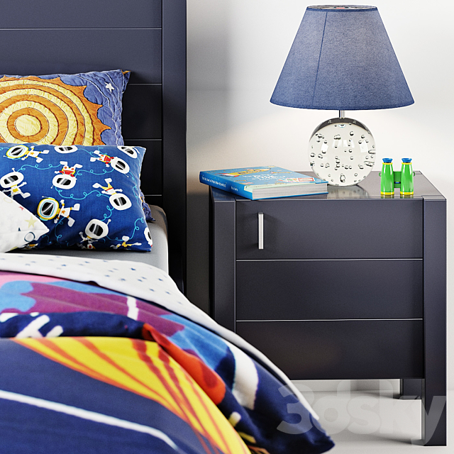 bed Uptown Navy Blue Bed from Crate & Barrel curbstone Kids Uptown Navy Blue Nightstand 3DSMax File - thumbnail 2