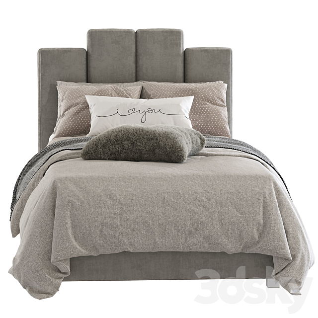 Bed with a soft headboard 10 3DS Max Model - thumbnail 4