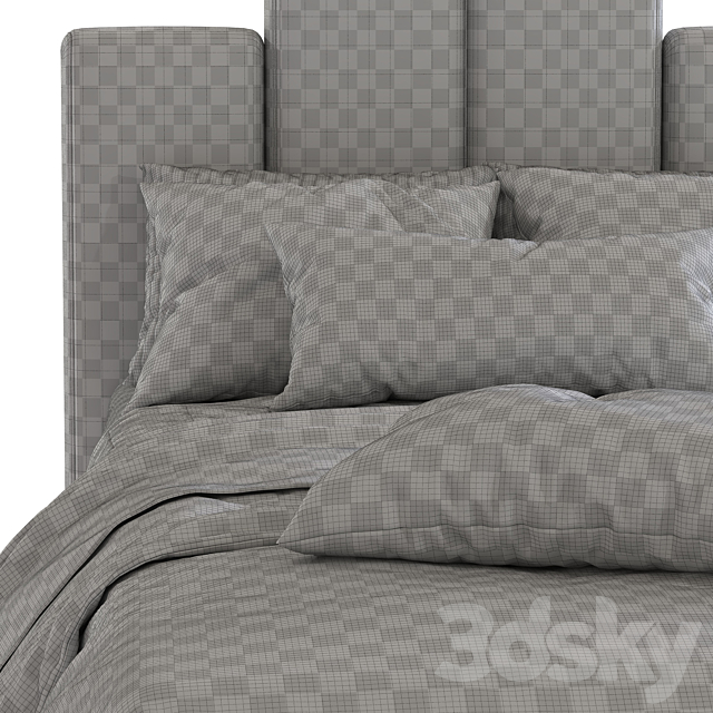 Bed with a soft headboard 10 3DS Max Model - thumbnail 5