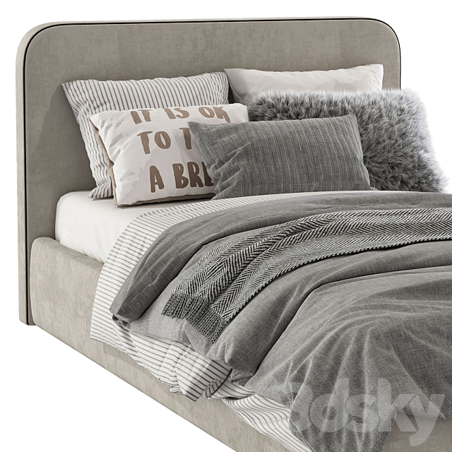 Bed with a soft headboard 11 3DSMax File - thumbnail 4