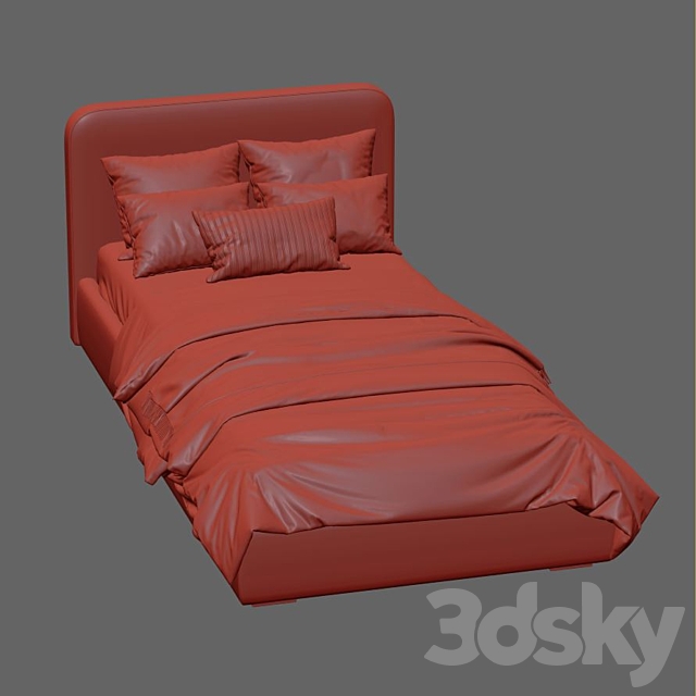 Bed with a soft headboard 11 3DSMax File - thumbnail 7