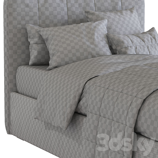 Bed with a soft headboard 12 3DS Max Model - thumbnail 5