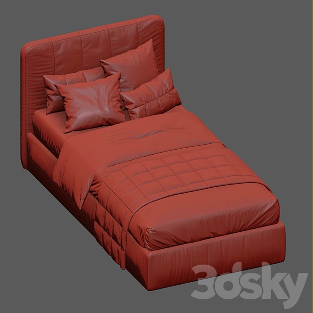 Bed with a soft headboard 12 3DS Max Model - thumbnail 7