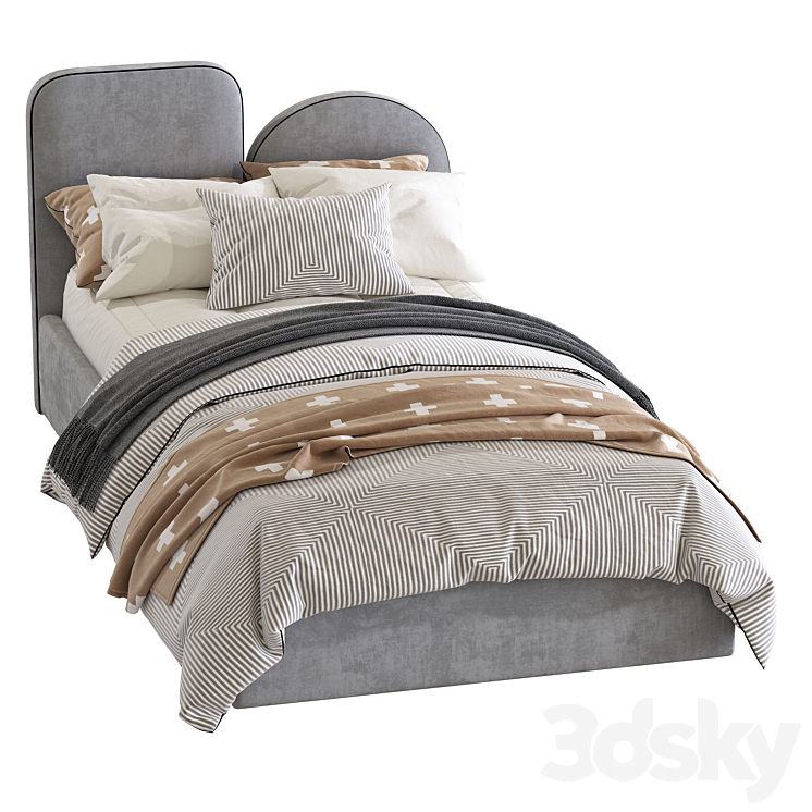 Bed with a soft headboard 9 3DS Max - thumbnail 2