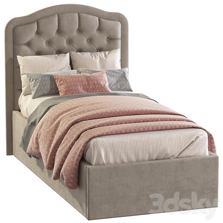 Bed with soft headboard 2 3DS Max - thumbnail 2