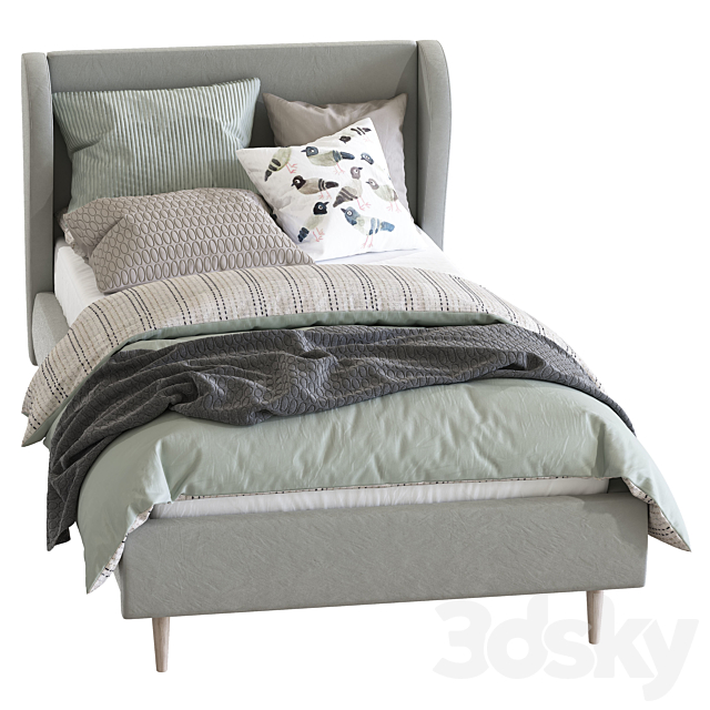 Bed Wren Wingback Upholstered Bed 3ds Max - thumbnail 3