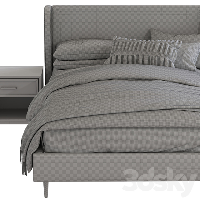 Bed Wren Wingback Upholstered Bed 3DSMax File - thumbnail 5