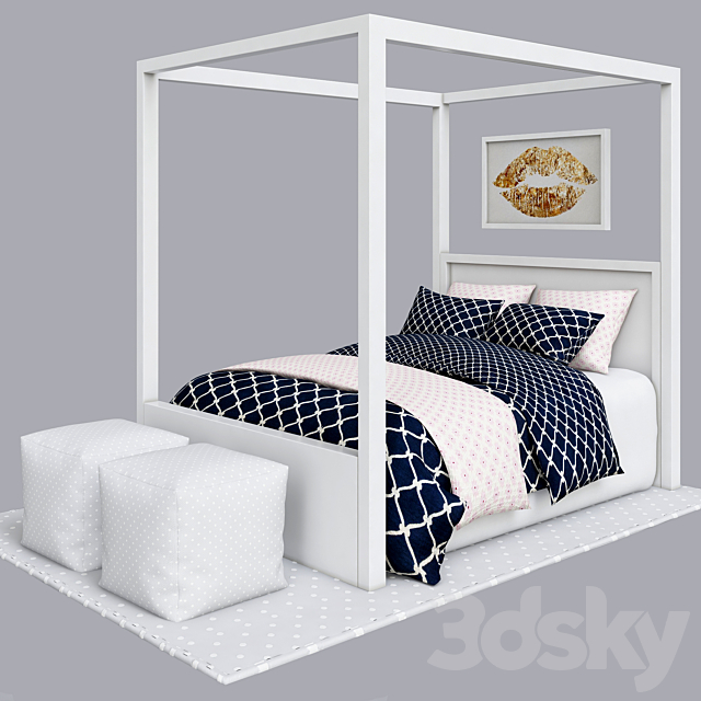 Blue childrens bedroom set 3ds Max - thumbnail 2