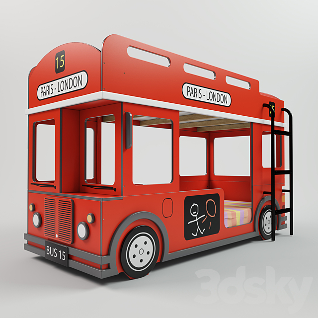 Bunk bed London Bus 3ds Max - thumbnail 1