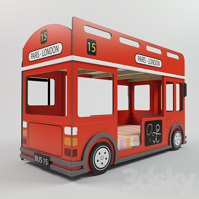 Bunk bed London Bus 3ds Max - thumbnail 2