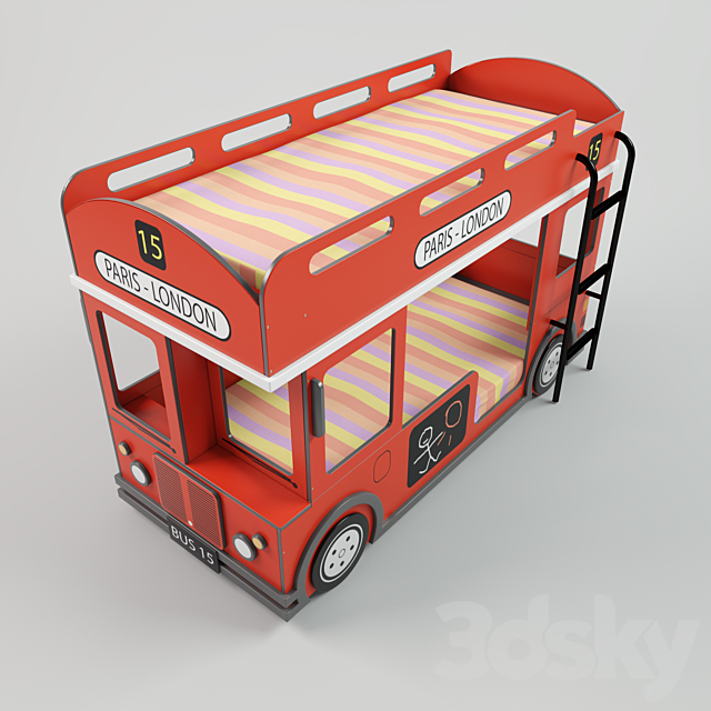 Bunk bed London Bus 3ds Max - thumbnail 3