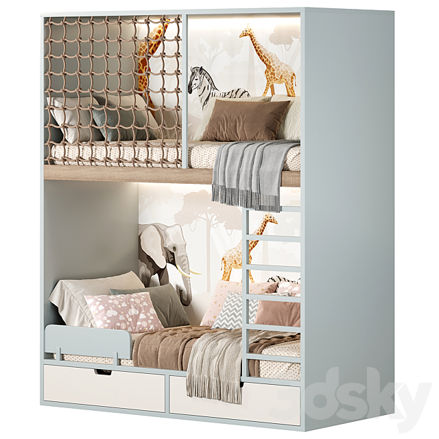 Bunk children bed 3ds Max - thumbnail 3