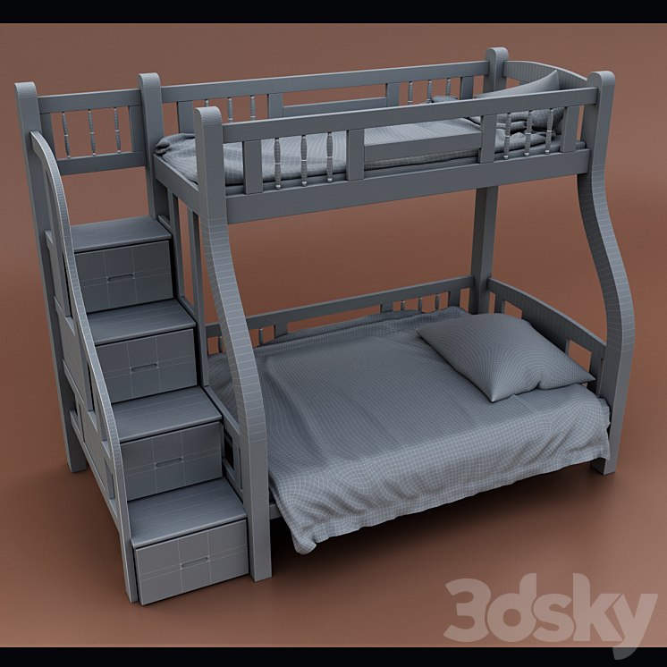 bunk cot 3DS Max - thumbnail 2