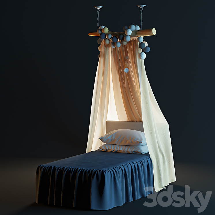 Canopy bed 3DS Max - thumbnail 1