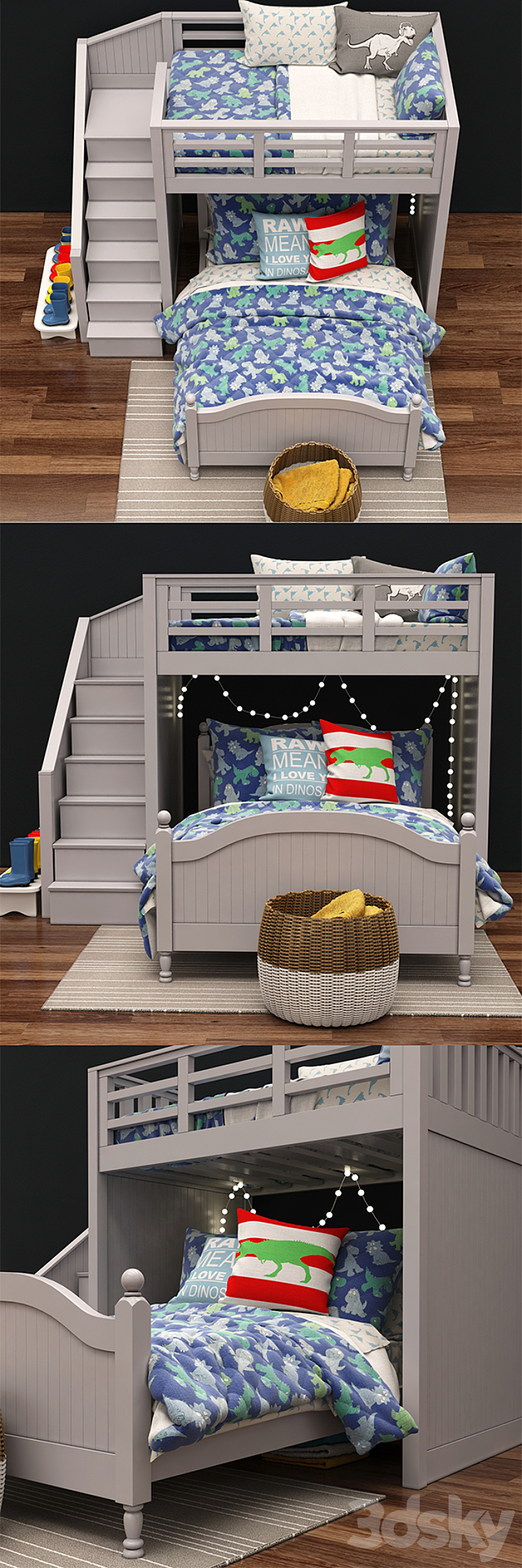 Catalina Stair Loft Bed & Lower Bed Set by Pottery Barn Kids 3DS Max - thumbnail 2