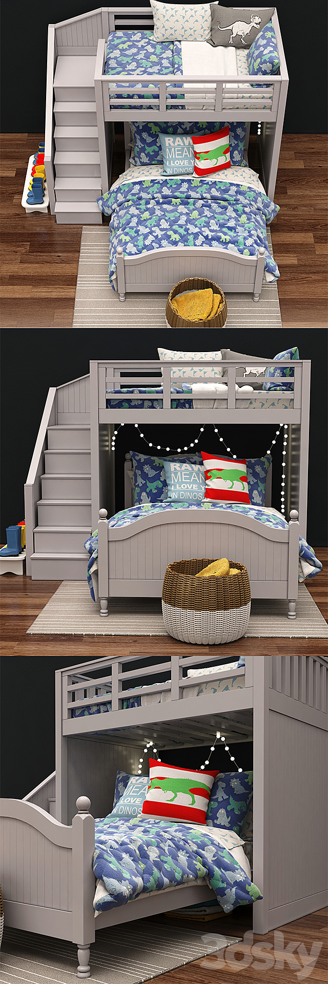 Catalina Stair Loft Bed & Lower Bed Set by Pottery Barn Kids 3DSMax File - thumbnail 2