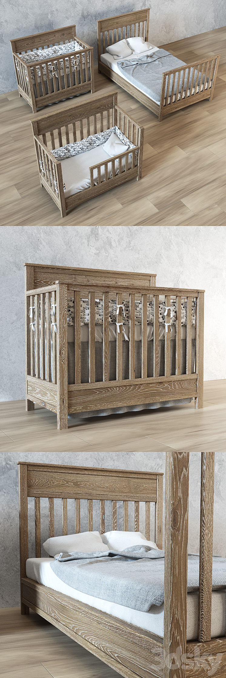 Charlie 4-In-1 Convertible Crib 3DS Max - thumbnail 2