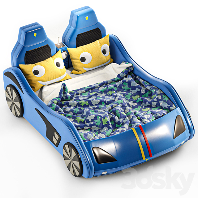 child bed car ferrari (storage) Low poly 3ds Max - thumbnail 2