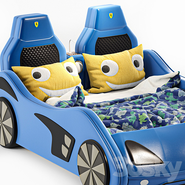 child bed car ferrari (storage) Low poly 3ds Max - thumbnail 3