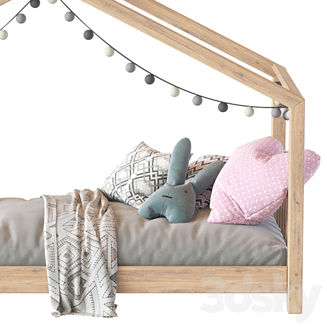 Children bed wood house 3DS Max Model - thumbnail 7