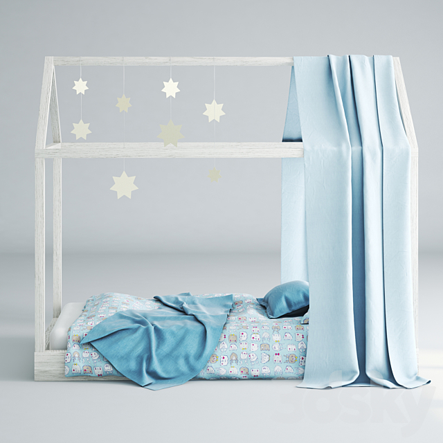 Children’s bed-house 01 (Blue) 3DSMax File - thumbnail 3