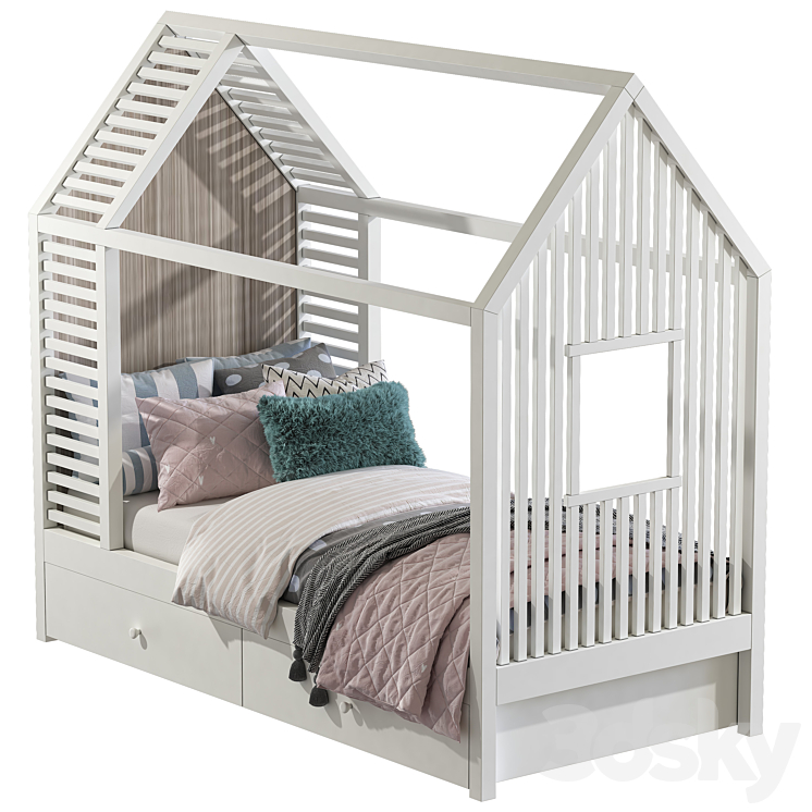 Children's bed in the form of a house 2 3DS Max - thumbnail 1