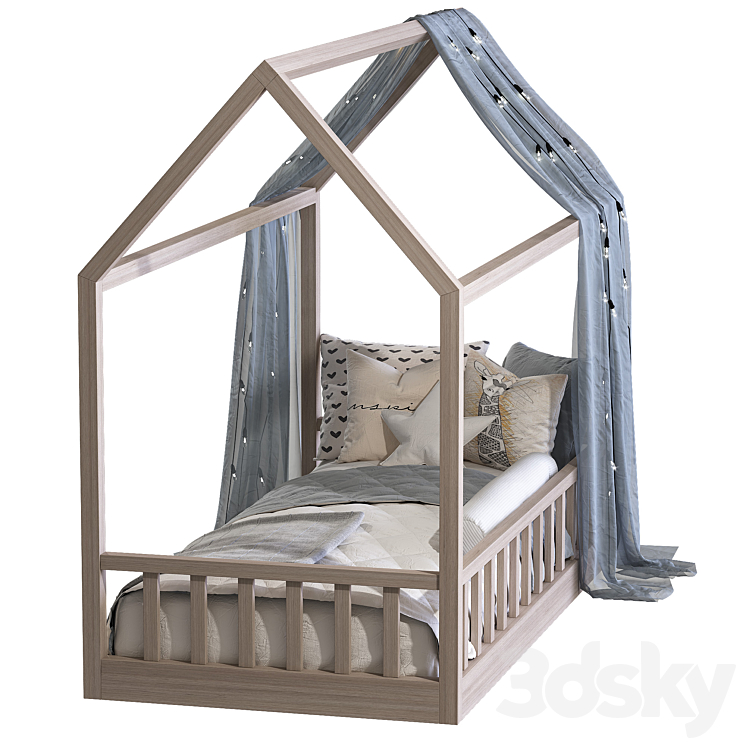 Children’s bed in the form of a house 3DS Max - thumbnail 2