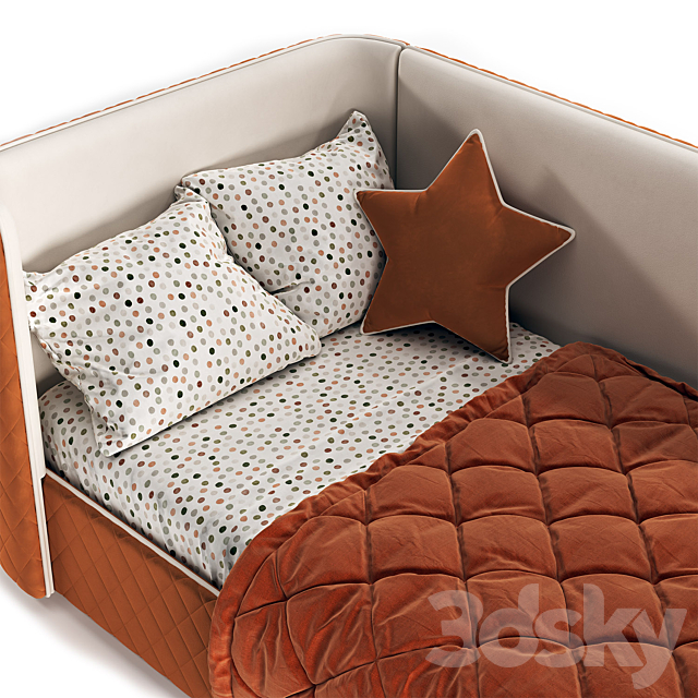 Children’s bed Matelasse-07 Cognac 3ds Max - thumbnail 3