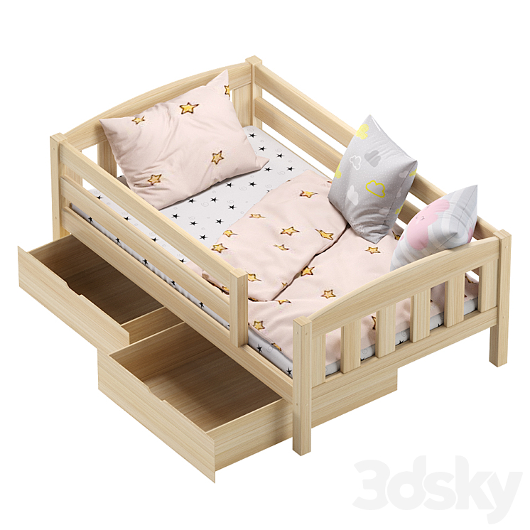 “Childrens Bed With a Side Ernie Solid Pine Ekomebel\/??????? “”????”” ? ???????” 3DS Max - thumbnail 2