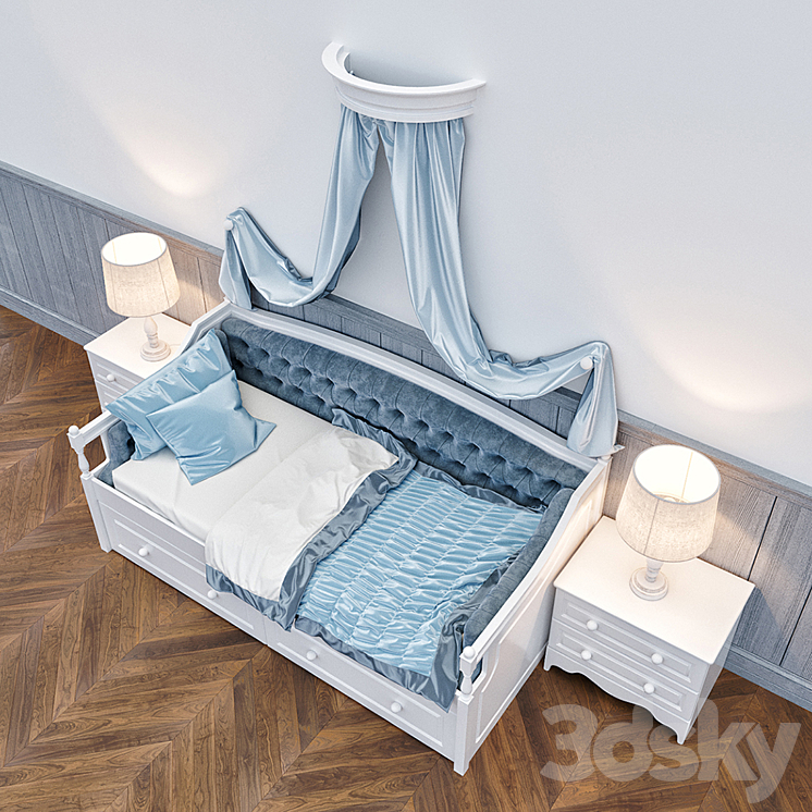 Children's bed with canopy 3DS Max - thumbnail 2