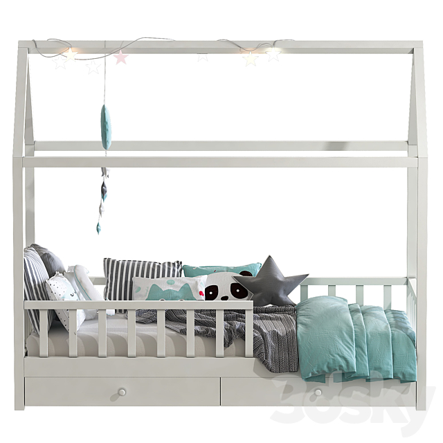 Childrens bed with columns 6 3DS Max Model - thumbnail 3