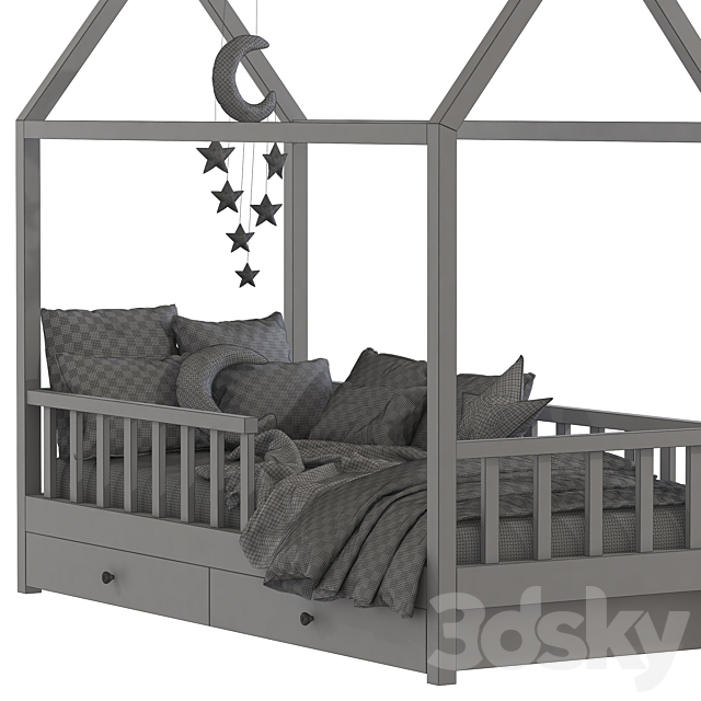 Childrens bed with columns 6 3DS Max Model - thumbnail 5