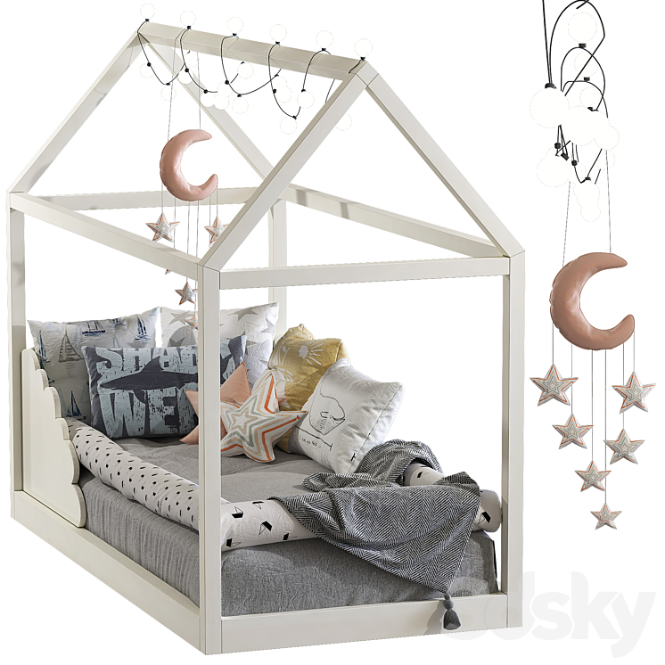 Children's bed with columns 8 3DS Max - thumbnail 1