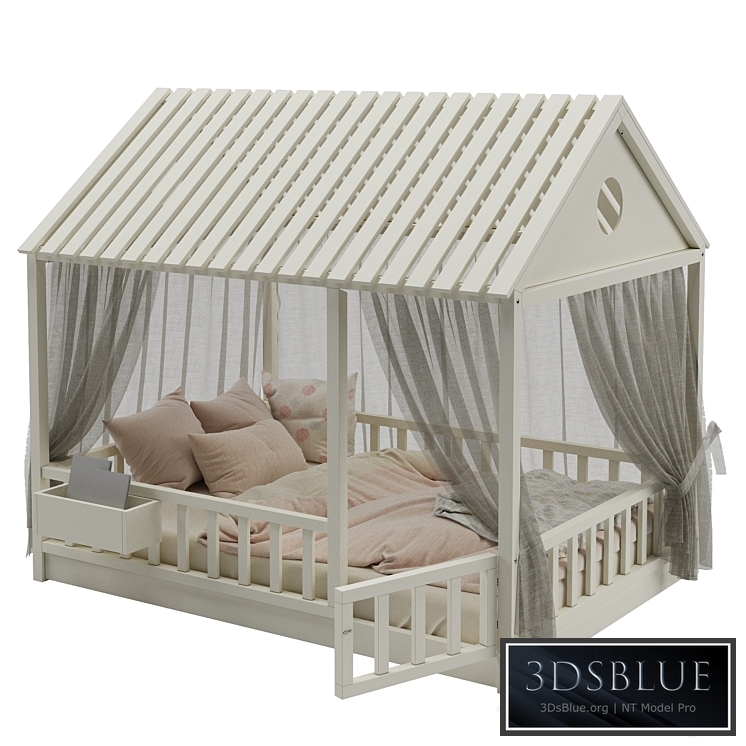 Children's bed with columns No. 3 3DS Max - thumbnail 3