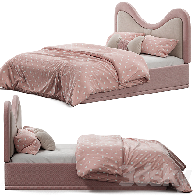 Children’s bed with upholstered headboard 3DSMax File - thumbnail 4