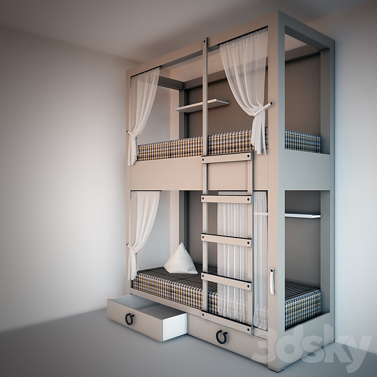 Children's bunk bed 3DS Max - thumbnail 1