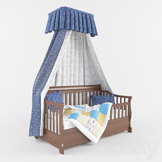 Childrens four poster bed 3ds Max - thumbnail 1