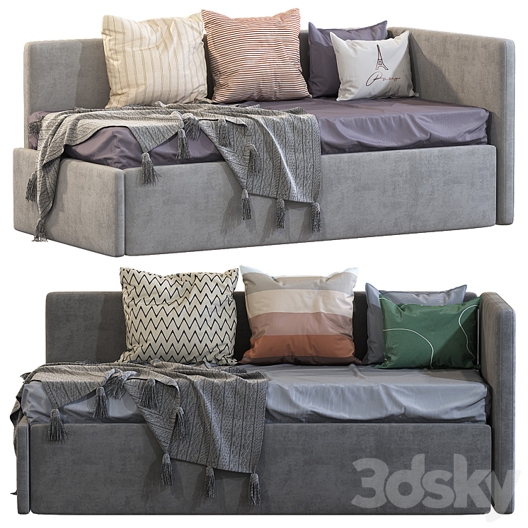 Children's sofa bed with decorative pillows 3 3DS Max - thumbnail 2