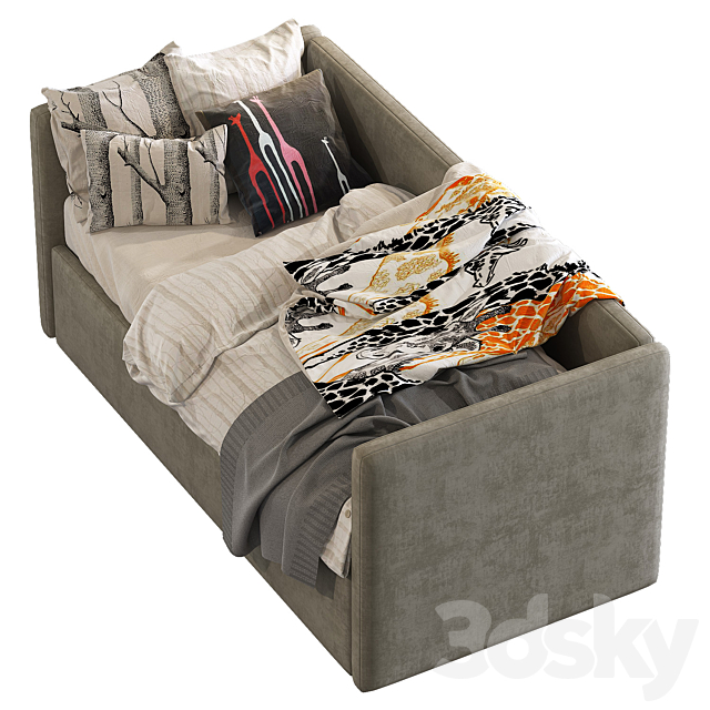 Childrens sofa bed with decorative pillows 4 3DS Max Model - thumbnail 4